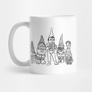 Gang of Gnomes Black and White Mug